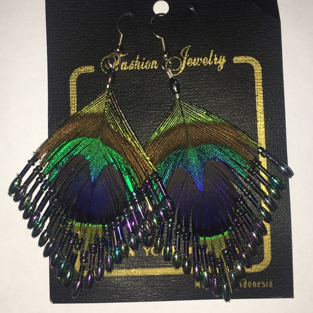 Peacock feather Earrings🦚
